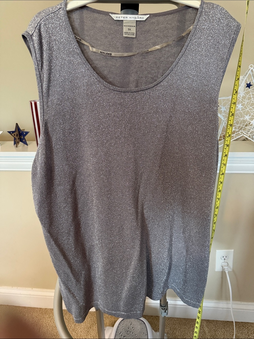 Peter Nygard Shimmery Silver Sleeveless Tank Top 3x